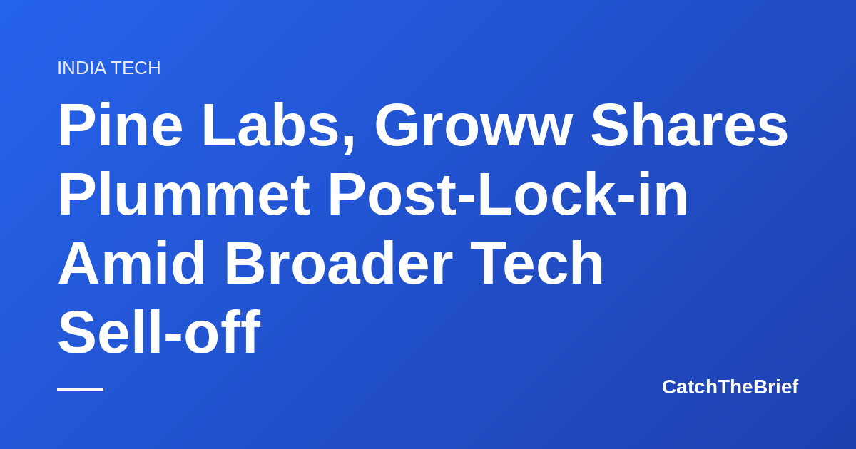 Pine Labs, Groww Shares Plummet Post-Lock-in Amid Broader Tech Sell-off