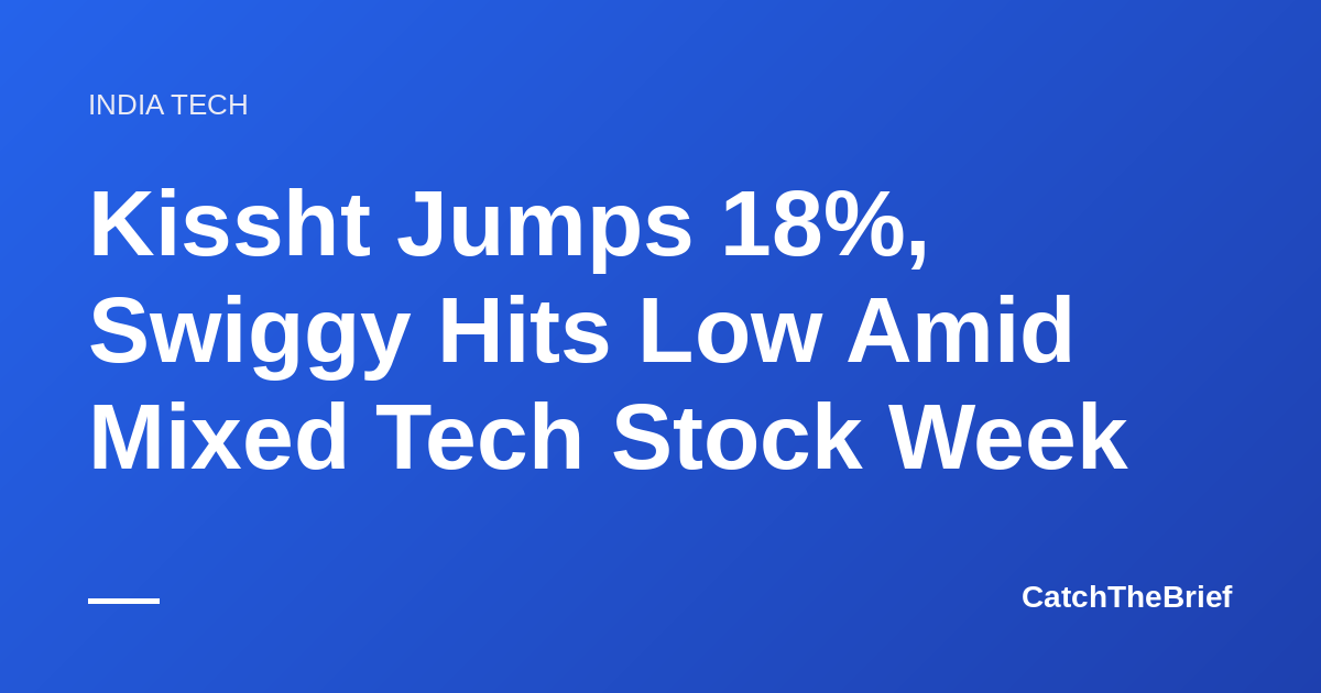 Kissht Jumps 18%, Swiggy Hits Low Amid Mixed Tech Stock Week