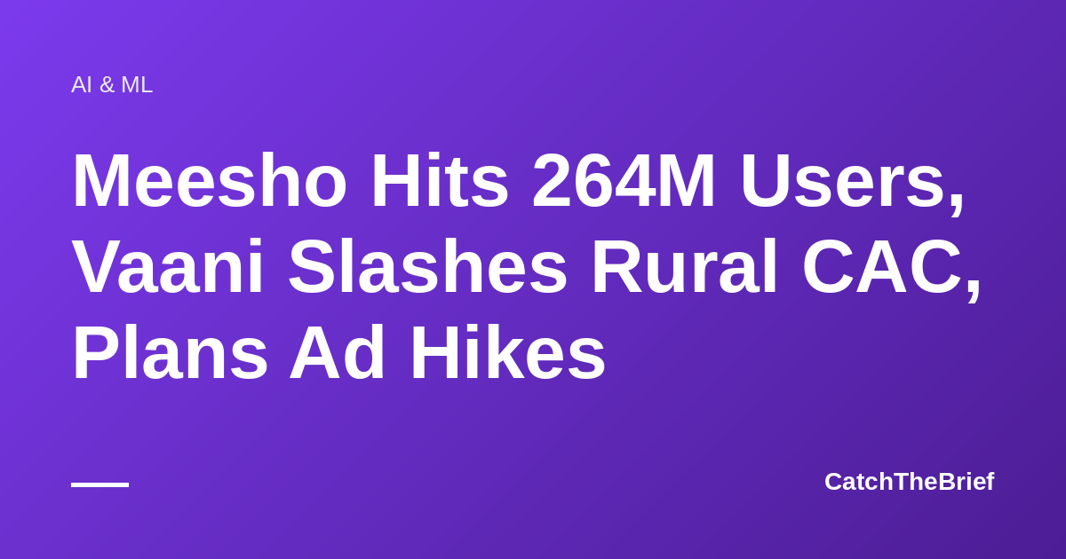Meesho Hits 264M Users, Vaani Slashes Rural CAC, Plans Ad Hikes
