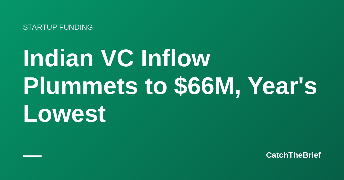 Indian VC Inflow Plummets to $66M, Year's Lowest