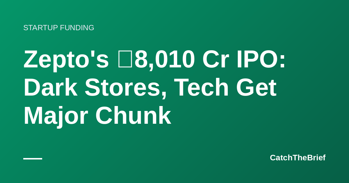 Zepto's ₹8,010 Cr IPO: Dark Stores, Tech Get Major Chunk