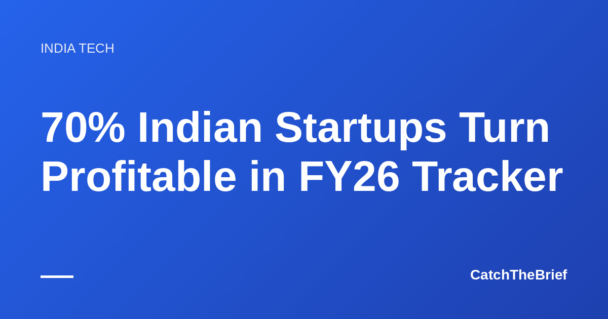 70% Indian Startups Turn Profitable in FY26 Tracker