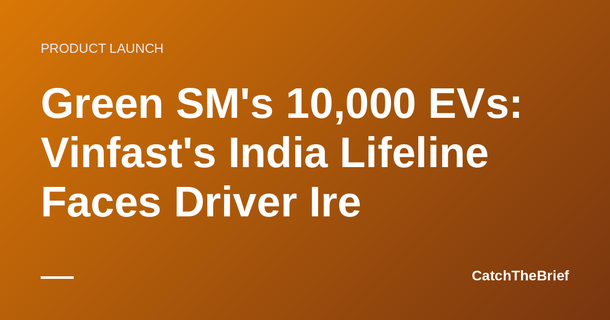 Green SM's 10,000 EVs: Vinfast's India Lifeline Faces Driver Ire