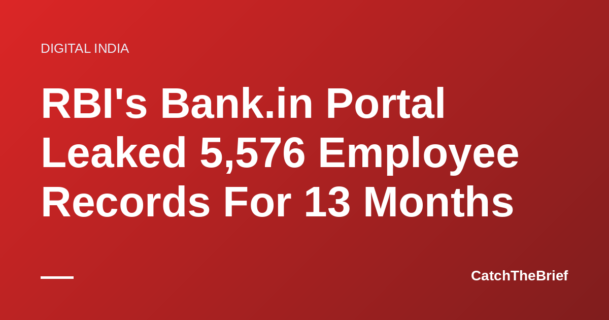 RBI's Bank.in Portal Leaked 5,576 Employee Records For 13 Months