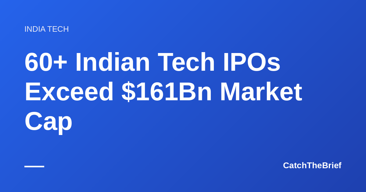 60+ Indian Tech IPOs Exceed $161Bn Market Cap