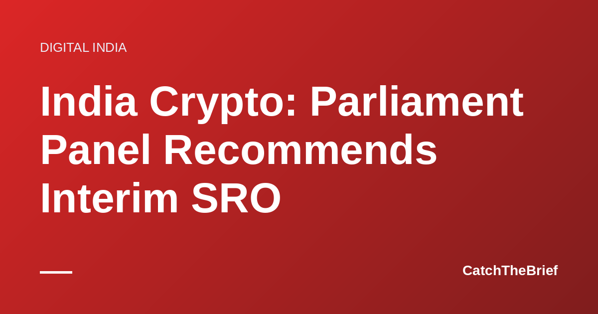India Crypto: Parliament Panel Recommends Interim SRO