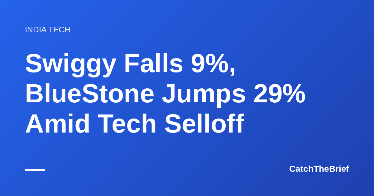 Swiggy Falls 9%, BlueStone Jumps 29% Amid Tech Selloff