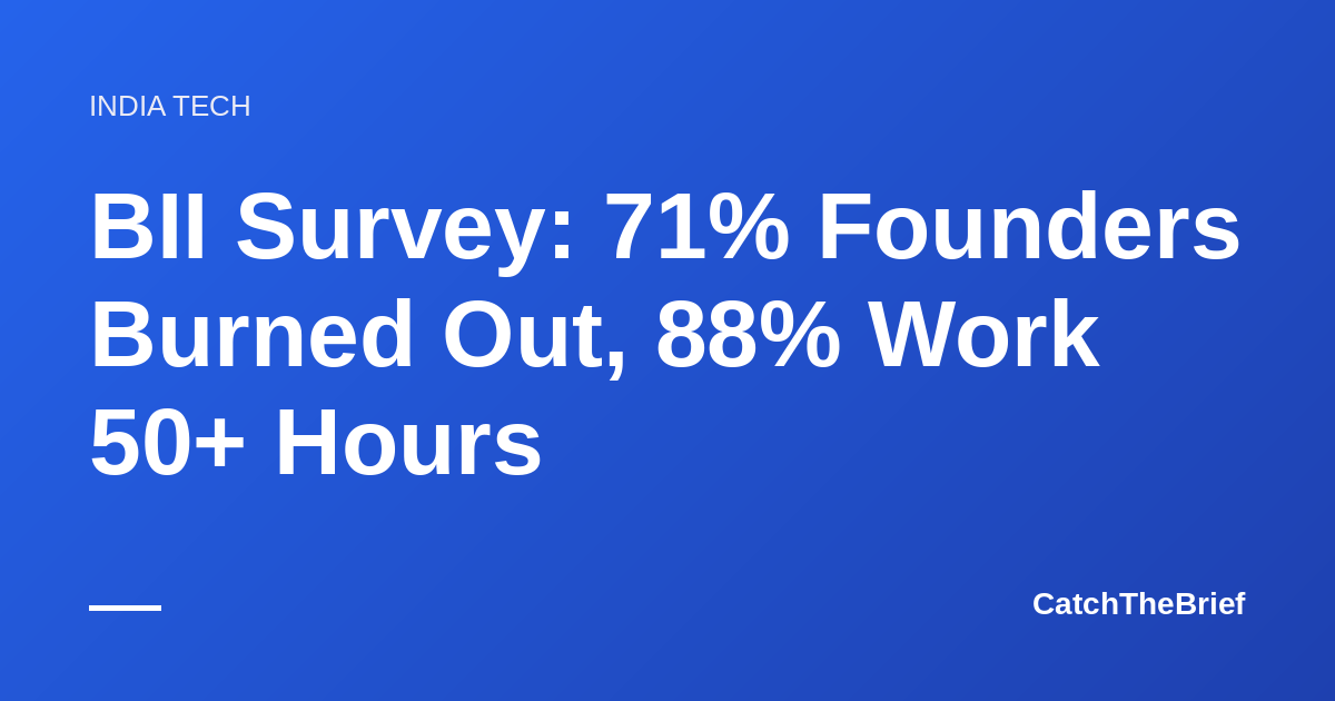 BII Survey: 71% Founders Burned Out, 88% Work 50+ Hours