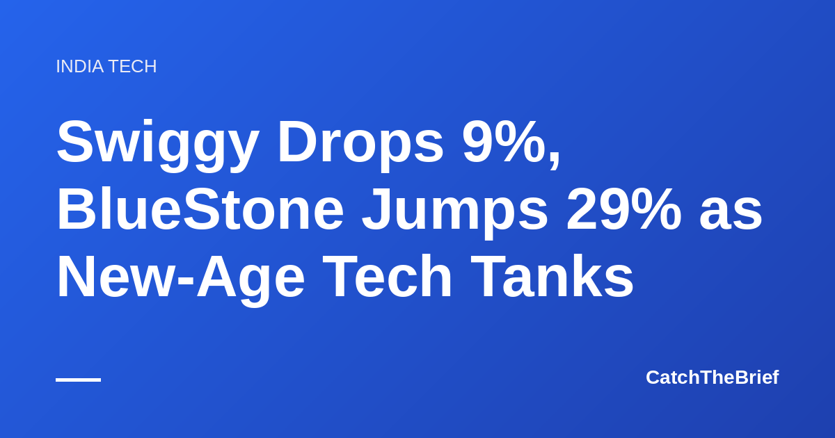 Swiggy Drops 9%, BlueStone Jumps 29% as New-Age Tech Tanks