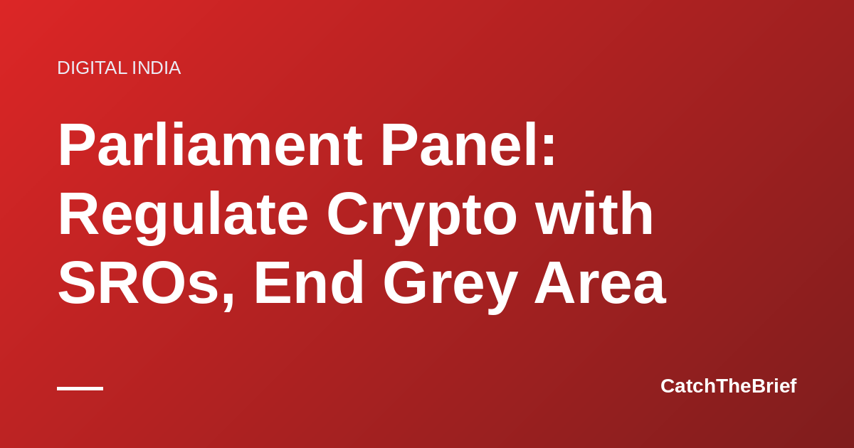 Parliament Panel: Regulate Crypto with SROs, End Grey Area