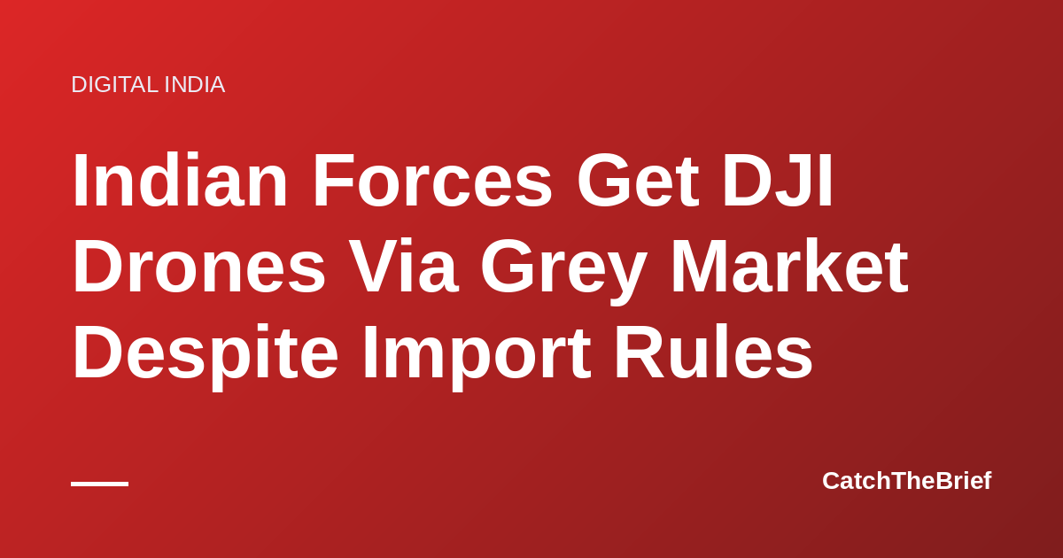 Indian Forces Get DJI Drones Via Grey Market Despite Import Rules