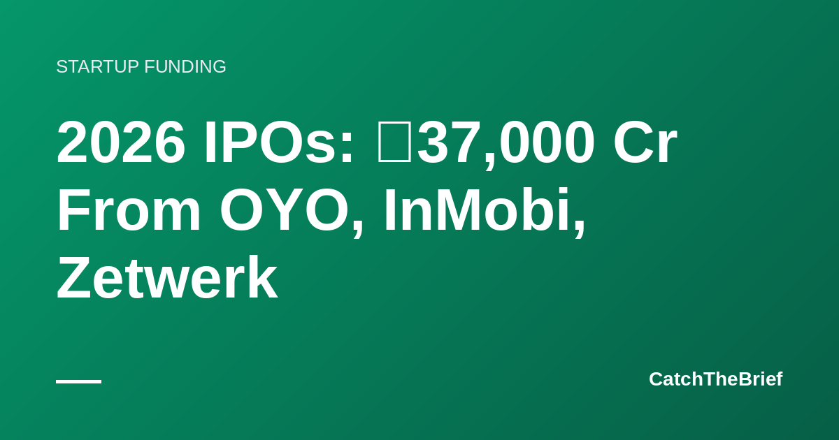 2026 IPOs: ₹37,000 Cr From OYO, InMobi, Zetwerk