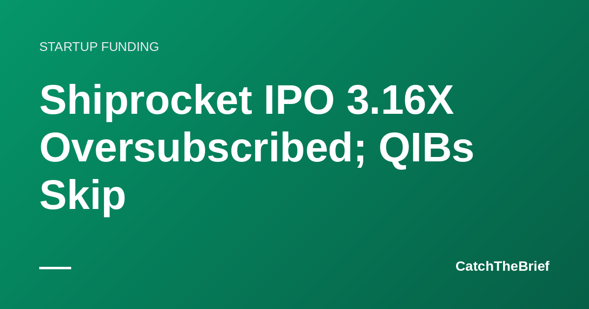 Shiprocket IPO 3.16X Oversubscribed; QIBs Skip