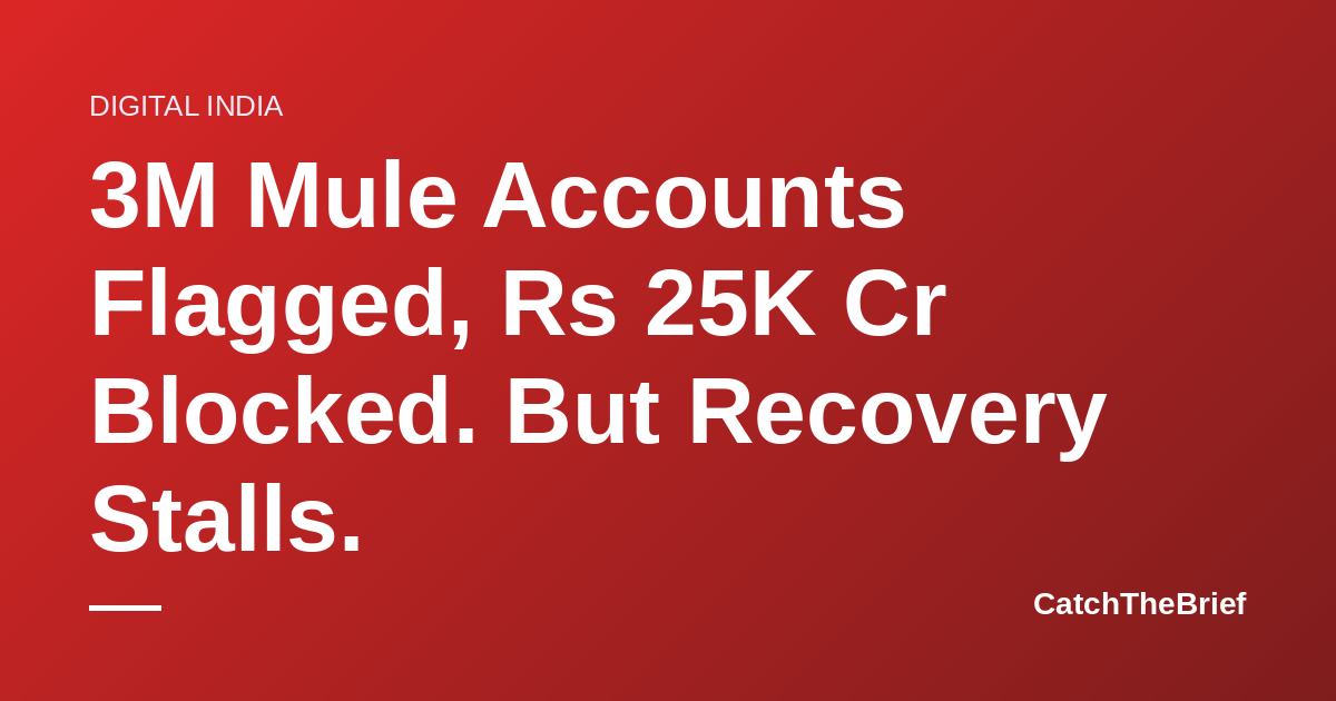 3M Mule Accounts Flagged, Rs 25K Cr Blocked. But Recovery Stalls.