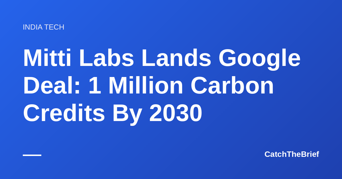 Mitti Labs Lands Google Deal: 1 Million Carbon Credits By 2030
