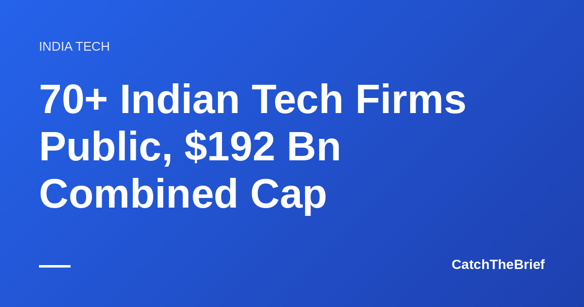 70+ Indian Tech Firms Public, $192 Bn Combined Cap