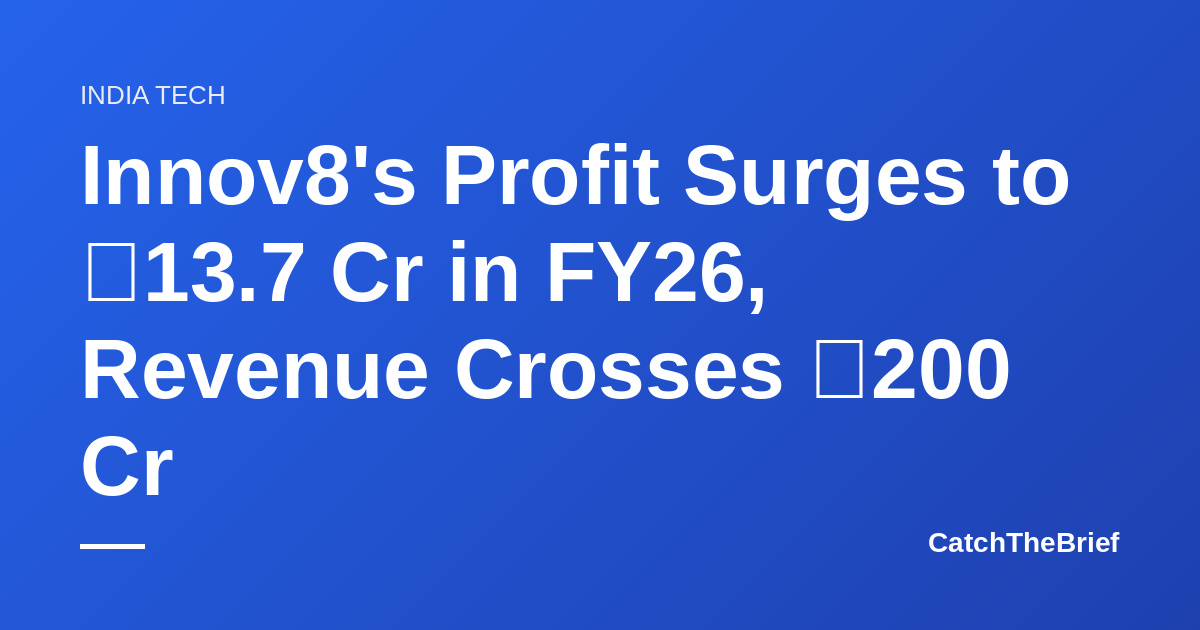 Innov8's Profit Surges to ₹13.7 Cr in FY26, Revenue Crosses ₹200 Cr
