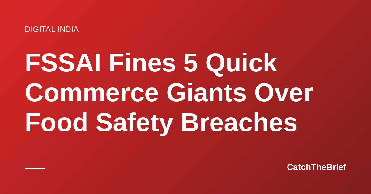 FSSAI Fines 5 Quick Commerce Giants Over Food Safety Breaches