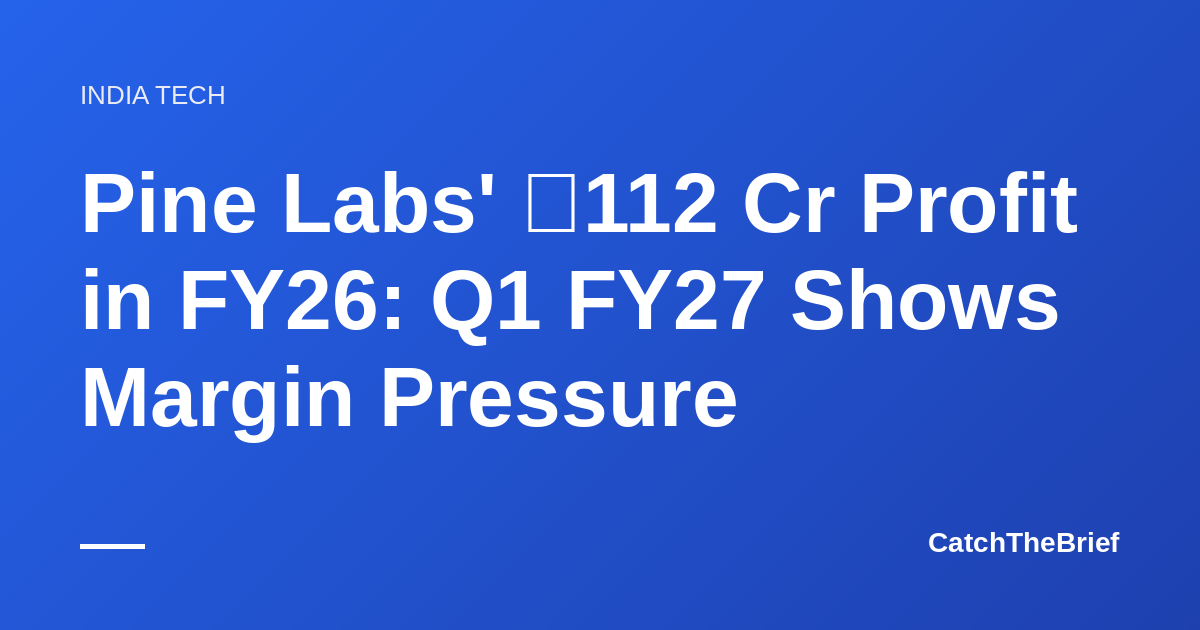 Pine Labs' ₹112 Cr Profit in FY26: Q1 FY27 Shows Margin Pressure