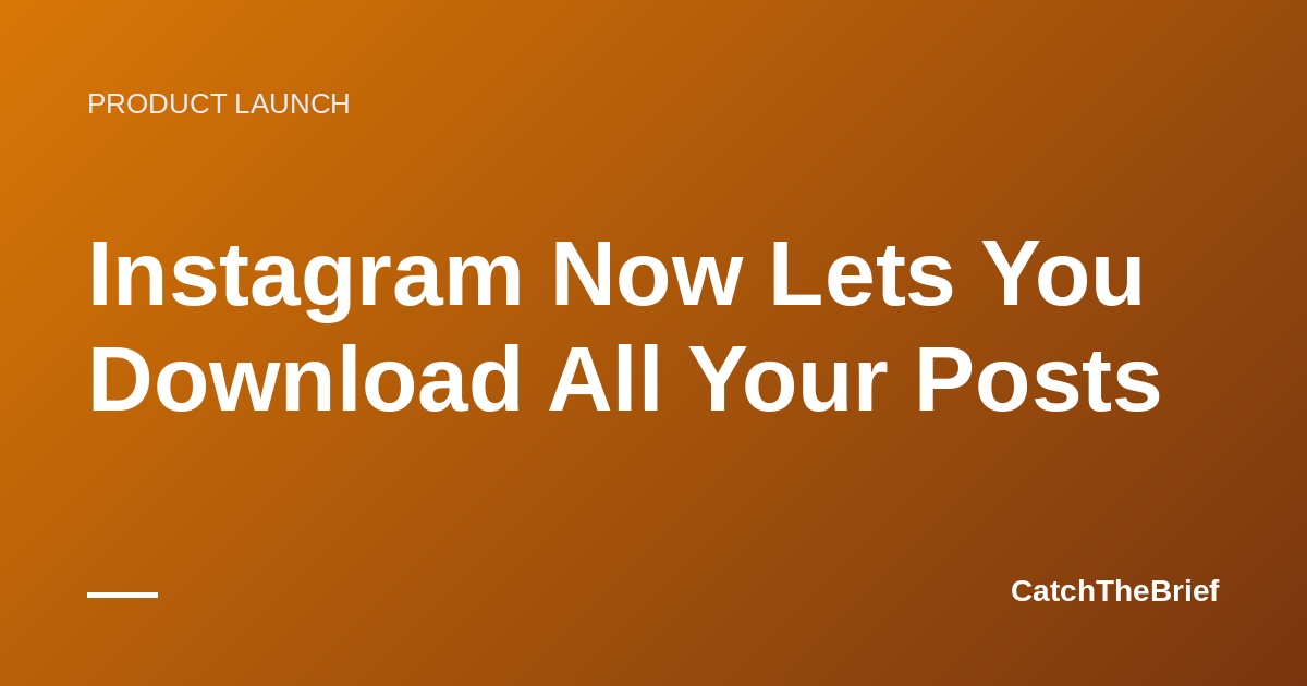 Instagram Now Lets You Download All Your Posts