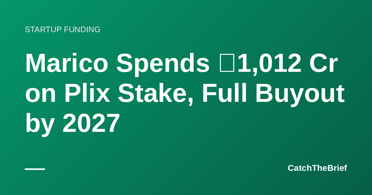 Marico Spends ₹1,012 Cr on Plix Stake, Full Buyout by 2027