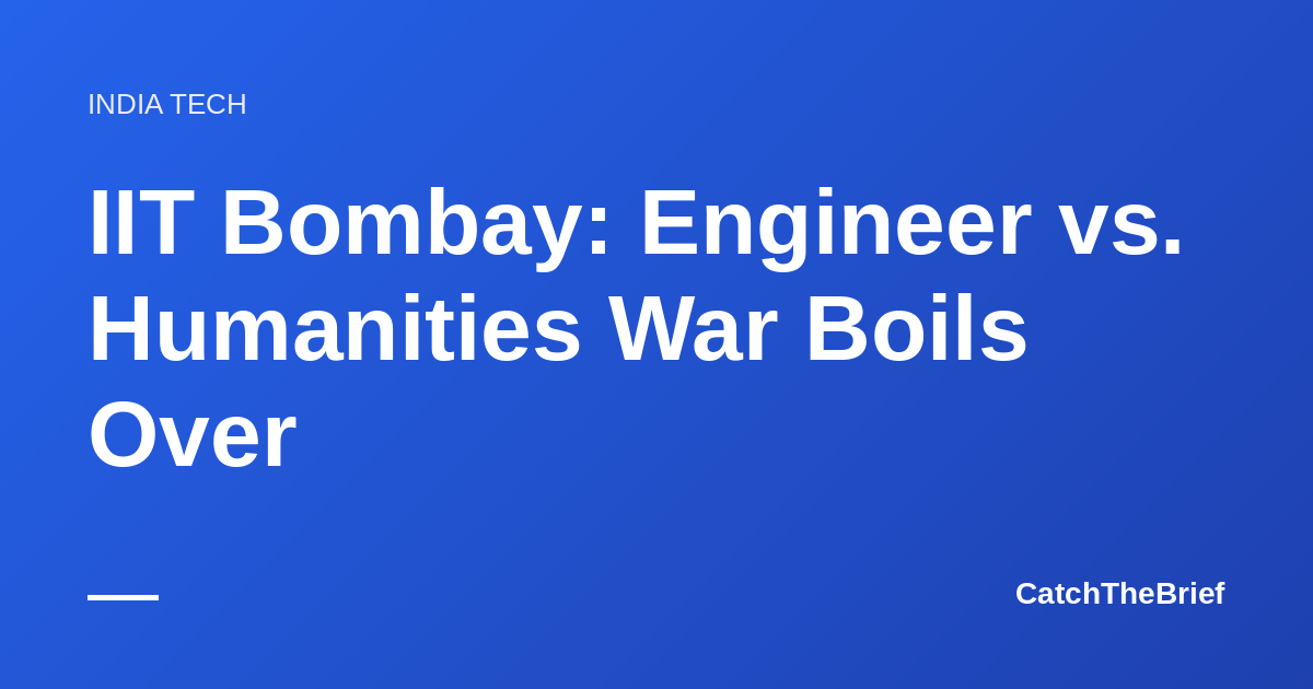IIT Bombay: Engineer vs. Humanities War Boils Over